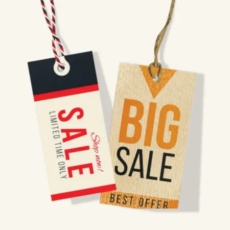 Sale Tags printed with a custom design